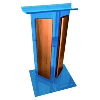 

AmpliVox SN3550 Acrylic "V" Style Lectern with Shelf, Wood Side Panels and Frame Base, Custom Tint with Walnut