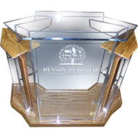 

AmpliVox SN3555 Deluxe Contemporary Acrylic Lectern, Clear with Oak