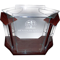 

AmpliVox SN3555 Deluxe Contemporary Acrylic Lectern, Frosted with Mahogany