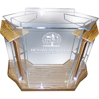 

AmpliVox SN3555 Deluxe Contemporary Acrylic Lectern, Frosted with Oak