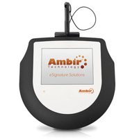 

Ambir ImageSign Pro 200 Electronic Signature Capture Pad, 5" Color Display, 104dpi Resolution, 4x3" Active Signing Area, USB