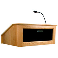 

AmpliVox SS3025 Victoria Tabletop Lectern System with 50 Watt Amplifier & Handheld Microphone - Natural Oak