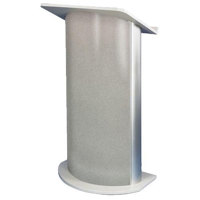 

AmpliVox SS3125 Contemporary Curved Lectern with Sound System, Satin Anodized Aluminum, Gray Granite