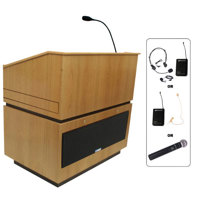 

AmpliVox SW3030 Wireless Coventry Lectern with Handheld Mic, Natural Oak