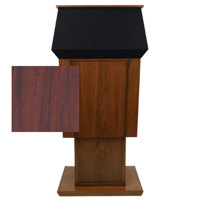

AmpliVox SW3045A Patriot Plus Power Lift Solid Hardwood Adjustable Height Lectern with Sound System and Lapel & Headset Microphone, Mahogany