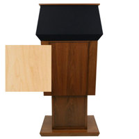 

AmpliVox SW3045A Patriot Plus Power Lift Solid Hardwood Adjustable Height Lectern with Sound System and Lapel & Headset Microphone, Maple