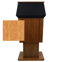 

AmpliVox SW3045A Patriot Plus Power Lift Solid Hardwood Adjustable Height Lectern with Sound System and Lapel & Headset Microphone, Oak