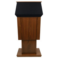

AmpliVox SW3045A Patriot Plus Power Lift Solid Hardwood Adjustable Height Lectern with Sound System and Lapel & Headset Microphone, Walnut