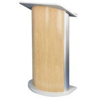

AmpliVox SW3130 Wireless Contemporary Curved Lectern with Sound System and Handheld Microphone, Hardrock Maple