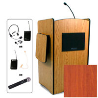 

AmpliVox SW3230 Wireless Multimedia Computer Lectern with Sound System and Lapel & Headset Microphone, Cherry