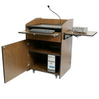 

AmpliVox Wireless Multimedia Presentation Podium with Handheld Mic, Walnut