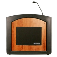 

AmpliVox SW3240 Wireless Pinnacle Tabletop Lectern with Sound System and Lapel & Headset Microphone, Walnut