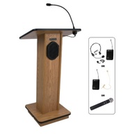 

AmpliVox SW355 Wireless Elite Lectern with Sound System and Lapel & Headset Microphone, Cherry