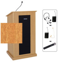 

AmpliVox SW470 Wireless Chancellor Lectern with 50 Watt Amplifier and Handheld Microphone, Natural Oak