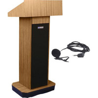 

AmpliVox SW505 Wireless Executive Sound Column Lectern, 50W Multimedia Stereo Amplifier, Built-in Receiver, Wireless Lapel Mic, Light Oak