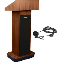 

AmpliVox SW505 Wireless Executive Sound Column Lectern, 50W Multimedia Stereo Amplifier, Built-in Receiver, Wireless Lapel Mic, Walnut
