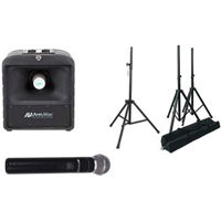 

AmpliVox SW6824 Premium Mega Hailer Bluetooth PA System, Includes Companion Speaker, Wireless Handheld Microphone and 2x Tripod and Case