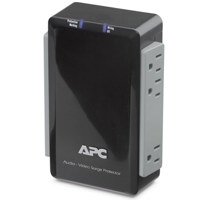 

American Power Conversion (APC) Audio/Video 6 Outlet Surge Protector with Coax Protection, 120V Input Voltage, 50/60Hz Input Frequency, Black