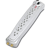 

American Power Conversion (APC) P7V Essential A/V 7 Outlet Surge Protector, Coax Protection, 120V Input Voltage, 50/60Hz Input Frequency, 6 Feet Cord Length, Silver Satin