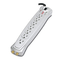 

American Power Conversion (APC) P7V-LM A/V Surge Protector, 7 Outlet with Coax Protection, 120V Input Voltage, 50/60Hz Input Frequency, 6 Feet Cord Length, Silver Satin