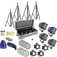 

ARRI lite 1000/4 Heavy Duty Kit with 4 1000 Watt Open Face Tungsten Flood Lights, Bulbs and Accessories, 4,000 Watts, 220 Volts.