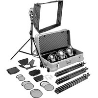 

ARRI Softbank I Tungsten 4 Light Kit, 120V AC, 1-300 Fresnel, 2-650 Fresnels, 1-lite 750 Plus Focusing Flood, 24x32" Softbox, Heavy Duty Case