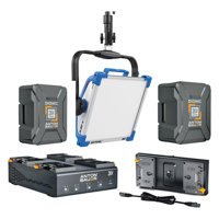 

ARRI ARRI SkyPanel S30-C LED Softlight, Manual Yoke, Edison powerCON, Blue/Silver - Bundle With AB 26V Gold Mount Plus Dual Mounting Plate, AB 26V 98Wh Gold Mount Plus Li-Ion Battery, 26V 240Wh Gold Mount Plus Li-Ion Battery, 26V LP4 Quad Gold Mount Plus 