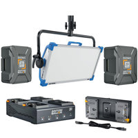 

ARRI SkyPanel S60-C LED Softlight, Blue/Silver, Edison, Manually Operated - Bundle With AB 26V Gold Mount Plus Dual Mounting Plate, AB 26V 98Wh Gold Mount Plus Li-Ion Battery, 26V 240Wh Gold Mount Plus Li-Ion Battery, 26V LP4 Quad Gold Mount Plus Charger