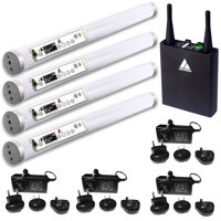 

Astera With 4 Pack Helios FP2 0.5m 8-Pixel Film Lighting Tube for TV and Broadcasting, Astera ART7 AsteraBox with CRMX Transmitter 4 Pack Astera 24V 2.5A Charger for Tube