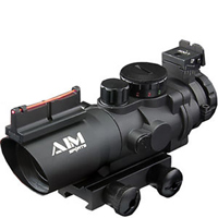 

AIM Sports 4x32 Prismatic Series Riflescope, Matte Black with Tri Illuminated 3/4 Circle Plex Reticle, Fiber Optic Open Sight, Integrated Picatinny Mount