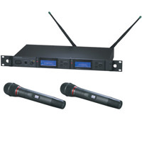 

Audio-Technica AEW5255a Dual Wireless Microphone System, AEW-R5200 Dual Receiver, 2 AEW-T5400a Handheld Transmitters, Band D 655.500 to 680.375MHz