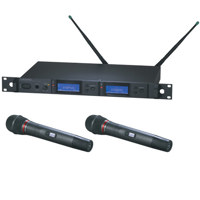 

Audio-Technica AEW5266a Dual Wireless Microphone System, AEW-R5200 Dual Receiver, 2 AEW-T6100a Handheld Transmitters, Band D 655.500 to 680.375MHz