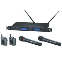 

Audio-Technica AEW5416a Dual Wireless Mic Combo System, AEW-R5200 Dual Receiver, 2 AEW-T6100a and 2 AEW-T1000a Transmitter, Band C 541.500-566.375MHz