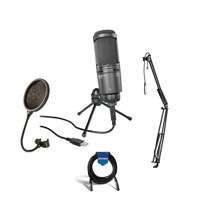 

Audio-Technica AT2020USB+ Cardioid Condenser USB Microphone, Built-In Headphone Jack - Bundle