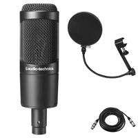 

Audio-Technica AT2035 Cardioid Condenser Side-Address Microphone, 20Hz to 20kHz Frequency Response, 120 ohms Impedance - Bundle WITH Samson PS04 Pop Filter, 20' Heavy Duty 7mm Rubber XLR Microphone Cable