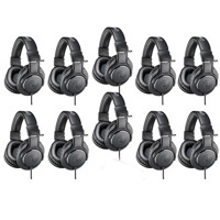 

Audio-Technica 10 Pack ATH-M20x Professional Monitor Headphones, 96dB, 15-20kHz, Black - With Microfiber Cloth