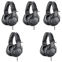 

Audio-Technica 5 Pack ATH-M20x Professional Monitor Headphones, 96dB, 15-20kHz, Black - With Microfiber Cloth