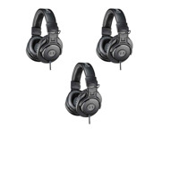 

Audio-Technica 3 PACK ATH-M30x Professional Monitor Headphones, 96dB, 15-20kHz, Black - With Microfiber Cloth