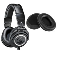 

Audio-Technica ATH-M50x Professional Monitor Headphones, Black - With With H&A Genuine Sheepskin Leather Earpads