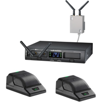 

Audio-Technica ATW-1366 System 10 Pro Rackmount Dual Boundary Wireless Mic System (2.4GHz), Includes ATW-RC13 Receiver, 2x ATW-T1006 Boundary Mic Transmitter and 2x ATW-RU13 Receiver