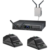 

Audio-Technica ATW-1377 System 10 PRO Rack-Mount Digital Wireless System, Includes ATW-RC13 Receiver, 2x ATW-T1007 Desk-Stand Transmitter and 2x ATW-RU13 Receiver