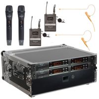 

Airwave Technologies AT-COMBO PAK Turnkey 4-Channel Wireless System with 2x Handheld, 2x Single Ear Headset & 2x Lavalier Microphones