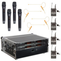 

Airwave Technologies AT-RS4 Turnkey 4-Channel Wireless System with 4x Handheld, 4x Single Ear Headset & 4x Lavalier Microphones