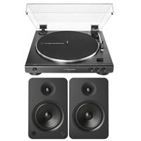 

Audio-Technica AT-LP60X Fully Automatic Belt-Drive Stereo Turntable, Black - Bundle With Kanto YU6 Powered Speakers with Bluetooth and Phono Preamp