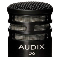 

Audix D6 Dynamic Cardioid Kick Drum Microphone, 30Hz-15kHz Frequency Response, 280 Ohms Output Impedance, Black