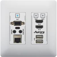 

Aurora Multimedia HTW-2 3 Input VGA & HDMI HDBaseT 2.0 Wall Plate Transmitter with USB 2.0 Cable, White