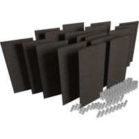 

Auralex ProPanel ProKit-2 Includes 6 Mitered 2"x2'x4', 12 Beveled 2"x2'x4', 24 CTC Impaling Clips, 24 AFN Impaling Clips, Obsidian
