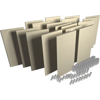 

Auralex ProPanel ProKit-2 Includes 6 Mitered 2"x2'x4', 12 Beveled 2"x2'x4', 24 CTC Impaling Clips, 24 AFN Impaling Clips, Sandstone