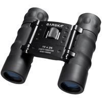 

Barska 10x25 Style Compact Weather Resistant Roof Prism Binocular with 5.8 Degree Angle of View, Fully Coated, Blue Lens, Black