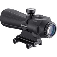 

Barska 5x40 AR-X PRO Prism Rubber Armored Riflescope, Matte Black with Illuminated Red/Green/Blue Cross Dot Reticle, Integrated Picatinny Mount